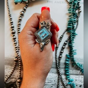 Turquoise/Silver 3 of a Kind Steer Ring | NEW/NWT!!🩵🩵🩶🩶
